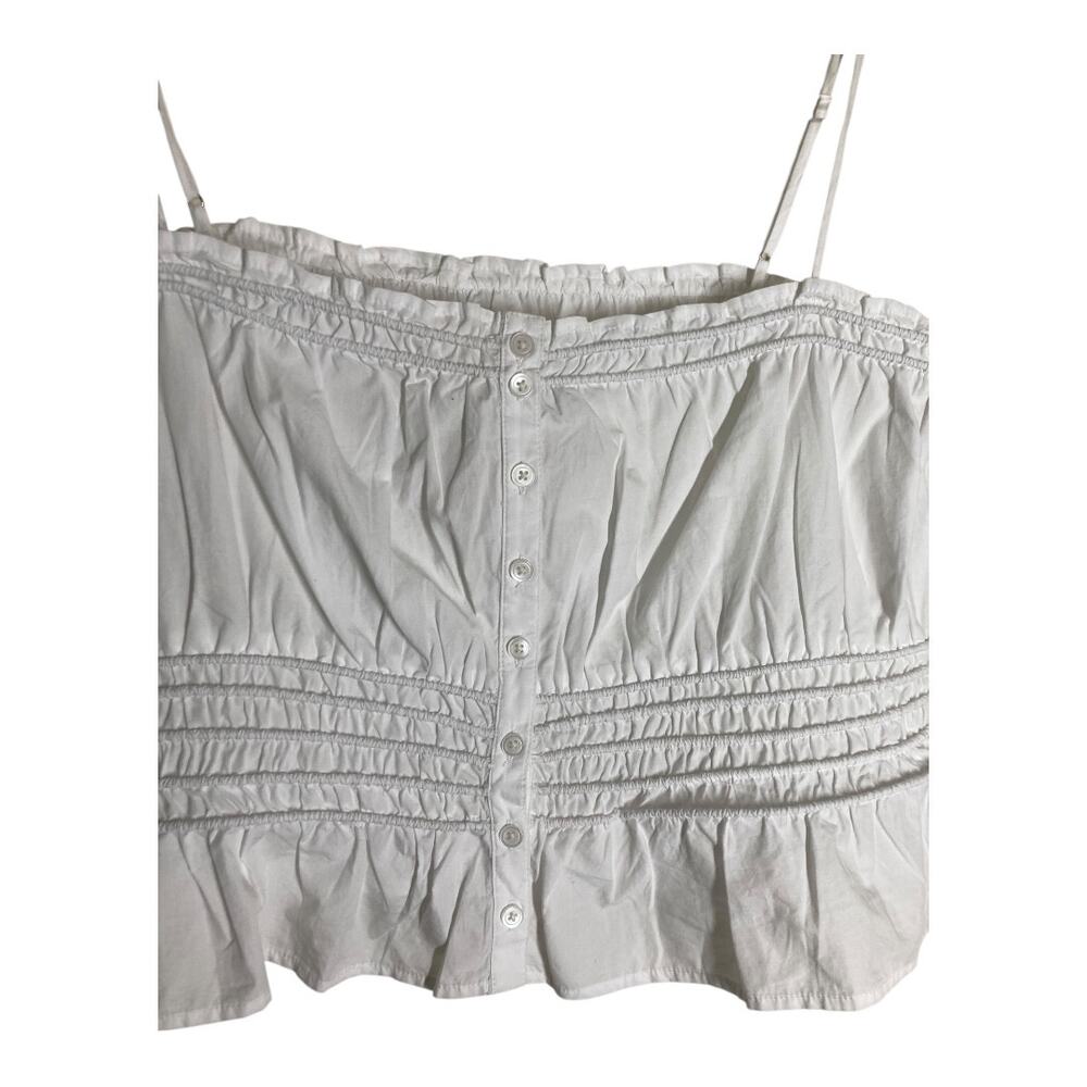 Madewell White Smocked Poplin Tank Top Sz XL - Picture 2 of 9